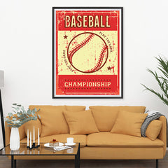 Ezposterprints - Ball Red | Retro Sports Series BASEBALL Posters - 36x48 ambiance display photo sample