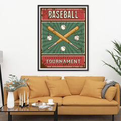 Ezposterprints - Bats Green | Retro Sports Series BASEBALL Posters - 36x48 ambiance display photo sample