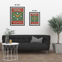 Ezposterprints - Bats Green | Retro Sports Series BASEBALL Posters ambiance display photo sample