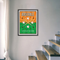 Ezposterprints - Bats Green Orange | Retro Sports Series BASEBALL Posters - 18x24 ambiance display photo sample