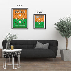 Ezposterprints - Bats Green Orange | Retro Sports Series BASEBALL Posters ambiance display photo sample
