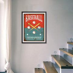 Ezposterprints - Bats Green Red | Retro Sports Series BASEBALL Posters - 18x24 ambiance display photo sample