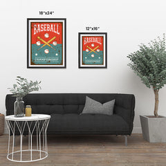 Ezposterprints - Bats Green Red | Retro Sports Series BASEBALL Posters ambiance display photo sample
