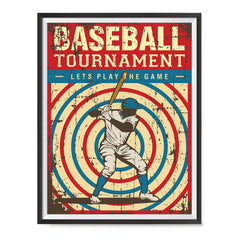 Ezposterprints - Player Blue Red | Retro Sports Series BASEBALL Posters with frame photo sample