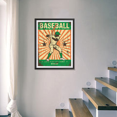 Ezposterprints - Player Green | Retro Sports Series BASEBALL Posters - 18x24 ambiance display photo sample