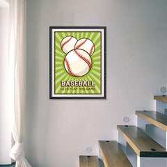 Ezposterprints - Three Balls | Retro Sports Series BASEBALL Posters - 18x24 ambiance display photo sample