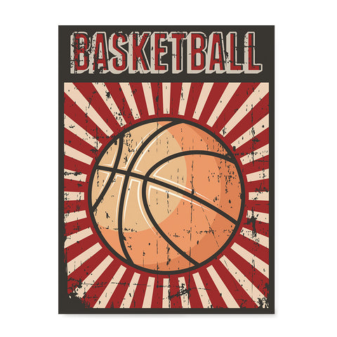 Ezposterprints - Ball Dark Red | Retro Sports Series BASKETBALL Posters