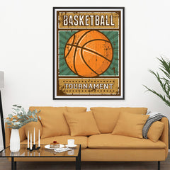 Ezposterprints - Ball Green | Retro Sports Series BASKETBALL Posters - 36x48 ambiance display photo sample