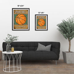 Ezposterprints - Ball Green | Retro Sports Series BASKETBALL Posters ambiance display photo sample