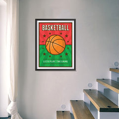 Ezposterprints - Ball Green Red | Retro Sports Series BASKETBALL Posters - 18x24 ambiance display photo sample