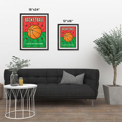 Ezposterprints - Ball Green Red | Retro Sports Series BASKETBALL Posters ambiance display photo sample