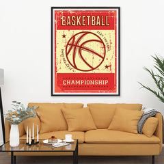 Ezposterprints - Ball Red | Retro Sports Series BASKETBALL Posters - 36x48 ambiance display photo sample