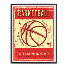 Ezposterprints - Ball Red | Retro Sports Series BASKETBALL Posters with frame photo sample