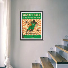 Ezposterprints - Player Green | Retro Sports Series BASKETBALL Posters - 18x24 ambiance display photo sample