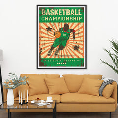 Ezposterprints - Player Green | Retro Sports Series BASKETBALL Posters - 36x48 ambiance display photo sample