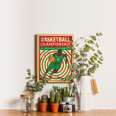 Ezposterprints - Player Green Red | Retro Sports Series BASKETBALL Posters - 12x16 ambiance display photo sample