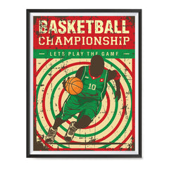 Ezposterprints - Player Green Red | Retro Sports Series BASKETBALL Posters with frame photo sample