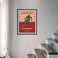 Ezposterprints - Player Red | Retro Sports Series BASKETBALL Posters - 18x24 ambiance display photo sample