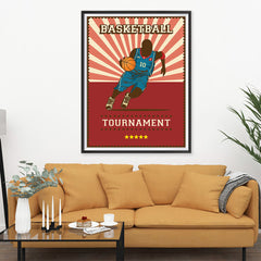 Ezposterprints - Player Red | Retro Sports Series BASKETBALL Posters - 36x48 ambiance display photo sample