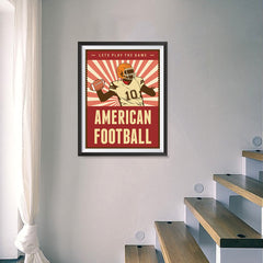 Ezposterprints - Player Dark Red | Retro Sports Series FOOTBALL Posters - 18x24 ambiance display photo sample