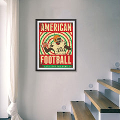 Ezposterprints - Player Red Green | Retro Sports Series FOOTBALL Posters - 18x24 ambiance display photo sample