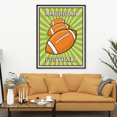 Ezposterprints - Three Balls | Retro Sports Series FOOTBALL Posters - 36x48 ambiance display photo sample