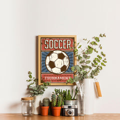 Ezposterprints - Ball Blue Red | Retro Sports Series SOCCER Posters - 12x16 ambiance display photo sample