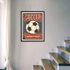 Ezposterprints - Ball Blue Red | Retro Sports Series SOCCER Posters - 18x24 ambiance display photo sample