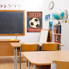 Ezposterprints - Ball Blue Red | Retro Sports Series SOCCER Posters - 24x32 ambiance display photo sample