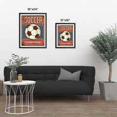 Ezposterprints - Ball Blue Red | Retro Sports Series SOCCER Posters ambiance display photo sample