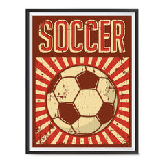 Ezposterprints - Ball Dark Red | Retro Sports Series SOCCER Posters with frame photo sample