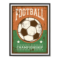 Ezposterprints - Ball Green Brown | Retro Sports Series SOCCER Posters with frame photo sample