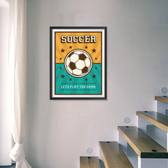 Ezposterprints - Ball Green Yellow | Retro Sports Series SOCCER Posters - 18x24 ambiance display photo sample
