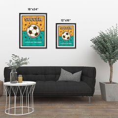 Ezposterprints - Ball Green Yellow | Retro Sports Series SOCCER Posters ambiance display photo sample