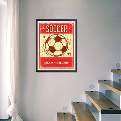 Ezposterprints - Ball Red | Retro Sports Series SOCCER Posters - 18x24 ambiance display photo sample