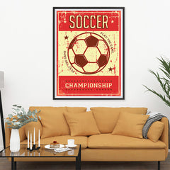 Ezposterprints - Ball Red | Retro Sports Series SOCCER Posters - 36x48 ambiance display photo sample