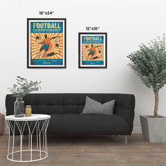 Ezposterprints - Player Blue Orange | Retro Sports Series SOCCER Posters ambiance display photo sample