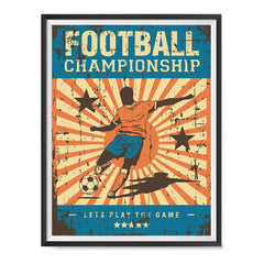 Ezposterprints - Player Blue Orange | Retro Sports Series SOCCER Posters with frame photo sample