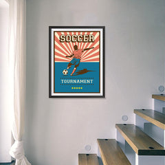Ezposterprints - Player Blue Pink | Retro Sports Series SOCCER Posters - 18x24 ambiance display photo sample