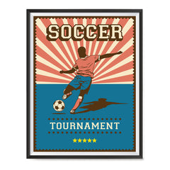 Ezposterprints - Player Blue Pink | Retro Sports Series SOCCER Posters with frame photo sample