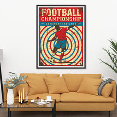 Ezposterprints - Player Blue Red | Retro Sports Series SOCCER Posters - 36x48 ambiance display photo sample