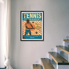 Ezposterprints - Player Blue | Retro Sports Series TENNIS Posters - 18x24 ambiance display photo sample