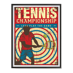 Ezposterprints - Player Blue Red | Retro Sports Series TENNIS Posters with frame photo sample