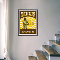 Ezposterprints - Player Brown Yellow | Retro Sports Series TENNIS Posters - 18x24 ambiance display photo sample