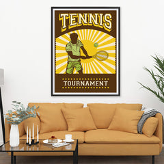 Ezposterprints - Player Brown Yellow | Retro Sports Series TENNIS Posters - 36x48 ambiance display photo sample