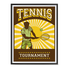 Ezposterprints - Player Brown Yellow | Retro Sports Series TENNIS Posters with frame photo sample