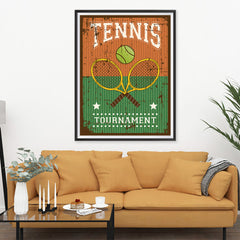 Ezposterprints - Rackets Brown | Retro Sports Series TENNIS Posters - 36x48 ambiance display photo sample
