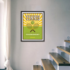 Ezposterprints - Rackets Green | Retro Sports Series TENNIS Posters - 18x24 ambiance display photo sample