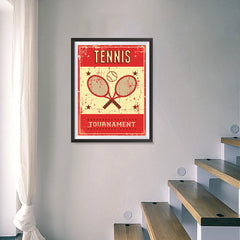 Ezposterprints - Rackets Red | Retro Sports Series TENNIS Posters - 18x24 ambiance display photo sample