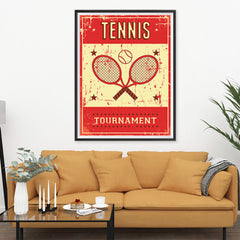 Ezposterprints - Rackets Red | Retro Sports Series TENNIS Posters - 36x48 ambiance display photo sample